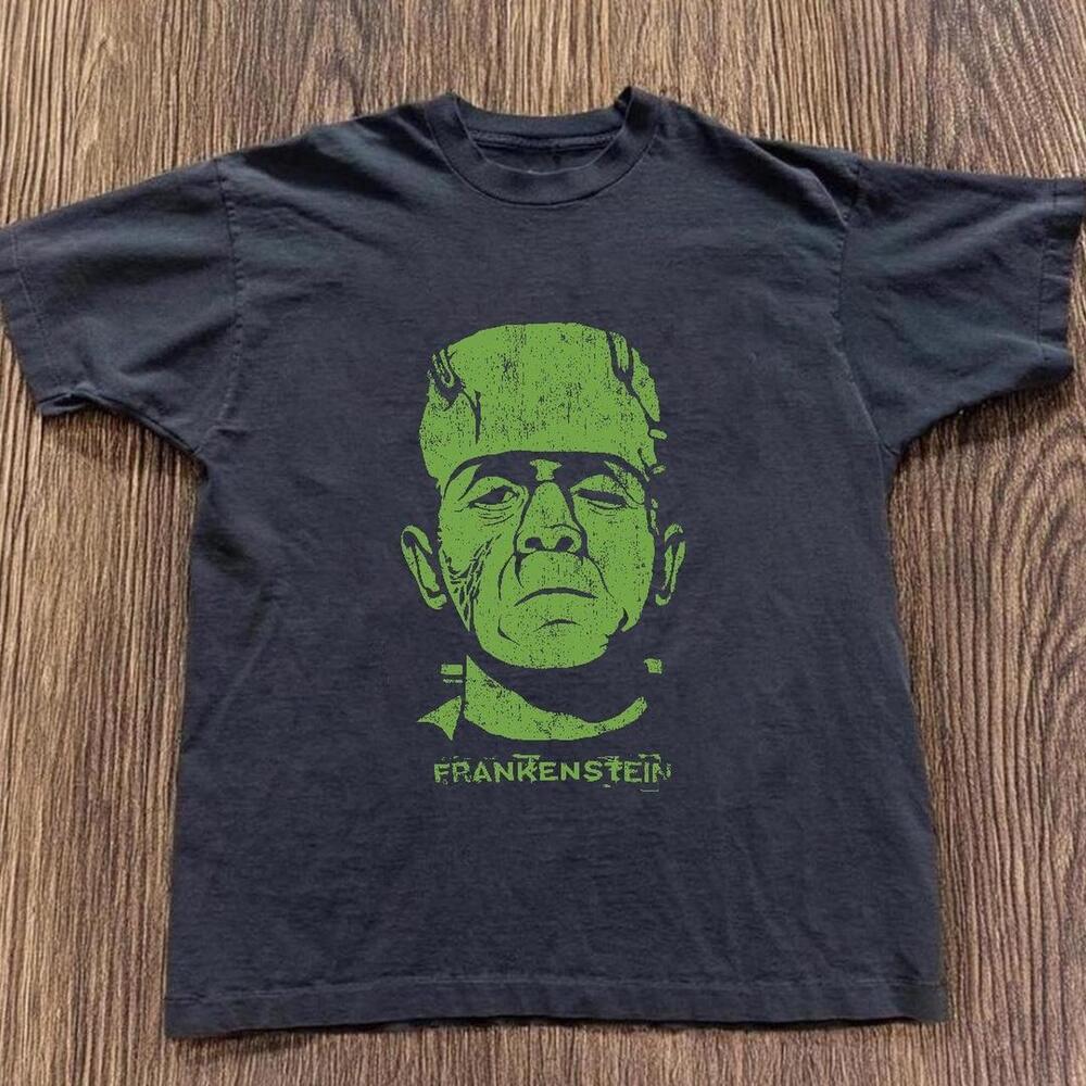 Gildan Black T Shirt Frankenstein Black Cotton T Shirt